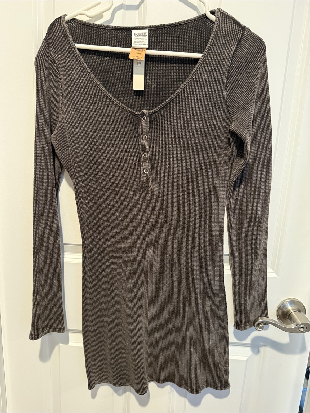 PINK Victoria's Secret Charcoal Gray Ribbed Knit Top